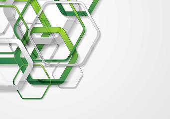 Image showing Abstract bright geometric tech hexagon shapes background