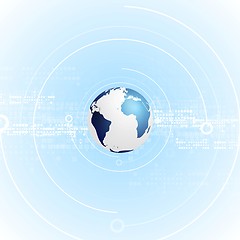 Image showing Light blue tech background with globe