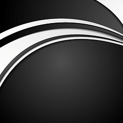 Image showing Black and white abstract corporate wavy background