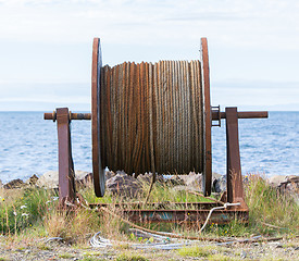 Image showing Abandoned rusty steel cable