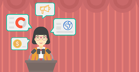 Image showing Female speaker on the podium vector illustration.