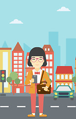 Image showing Woman using smartphone vector illustration.