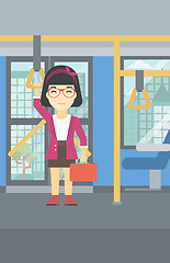 Image showing Woman traveling by public transport.