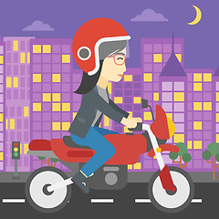 Image showing Woman riding motorcycle vector illustration.