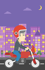 Image showing Man riding motorcycle vector illustration.