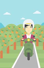 Image showing Woman riding scooter vector illustration.