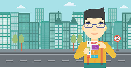 Image showing Man with modular phone vector illustration.