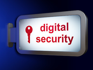 Image showing Security concept: Digital Security and Key on billboard background