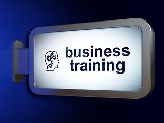 Image showing Education concept: Business Training and Head With Gears on billboard background