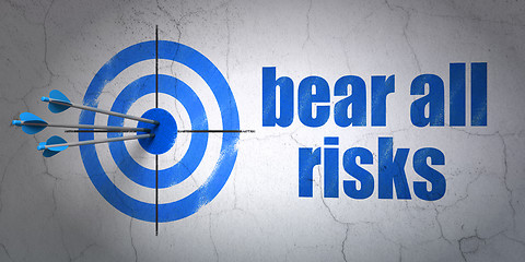 Image showing Insurance concept: target and Bear All Risks on wall background