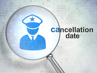 Image showing Law concept: Police and Cancellation Date with optical glass