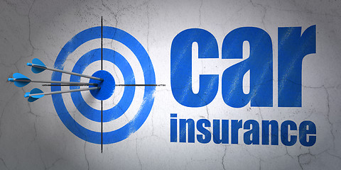 Image showing Insurance concept: target and Car Insurance on wall background