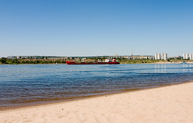 Image showing Dry cargo ship on Volga river Russia
