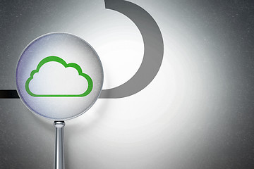 Image showing Cloud computing concept:  Cloud with optical glass on digital background