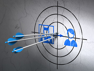 Image showing Law concept: arrows in Criminal Freed target on wall background