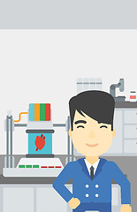 Image showing Man with three D printer vector illustration.