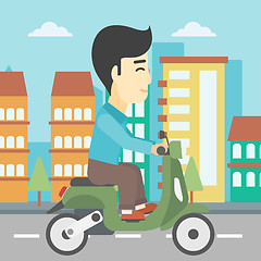 Image showing Man riding scooter vector illustration.