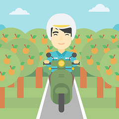 Image showing Man riding scooter vector illustration.