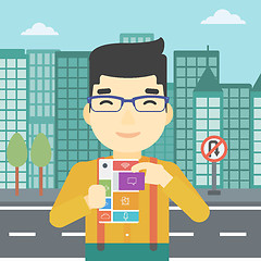 Image showing Man with modular phone vector illustration.