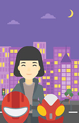 Image showing Woman in biker helmet vector illustration.