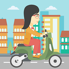 Image showing Woman riding scooter vector illustration.