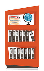 Image showing Office shelves with folders vector illustration.