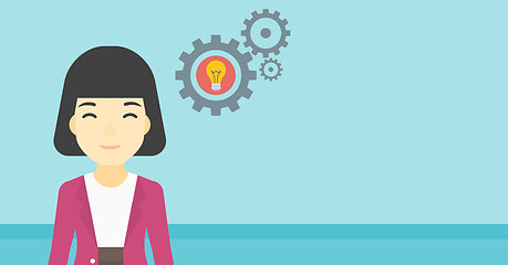 Image showing Woman with bulb and gears vector illustration.