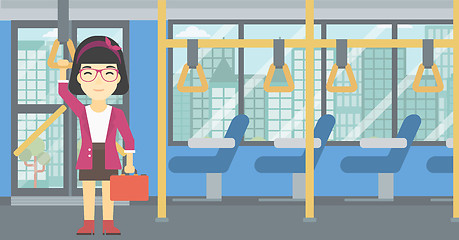 Image showing Woman traveling by public transport.