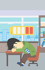 Image showing Man sleeping at workplace vector illustration.