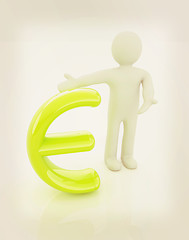 Image showing 3d people - man, person presenting - euro sign. 3D illustration.