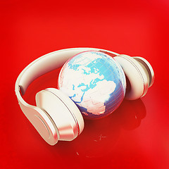 Image showing Headphones Isolated on White Background . 3D illustration. Vinta