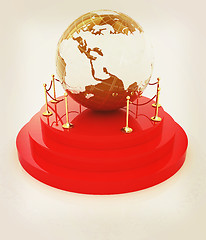 Image showing Earth on podium on a white background . 3D illustration. Vintage