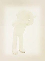 Image showing 3d personage with hands on face on white background. Series: hum