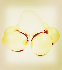 Image showing Big egg and gold eggs. 3D illustration. Vintage style.