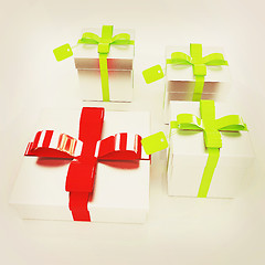 Image showing Gifts with ribbon. 3D illustration. Vintage style.