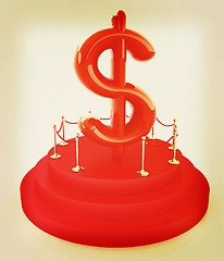 Image showing Dollar sign on podium. 3D icon on white background . 3D illustra