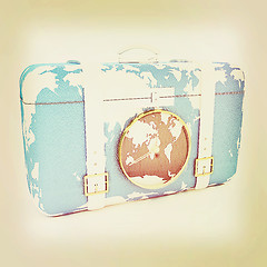 Image showing Suitcase for travel. 3D illustration. Vintage style.