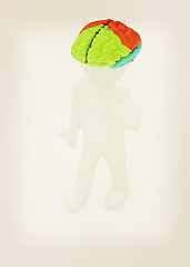 Image showing 3d people - man with a brain. 3D illustration. Vintage style.