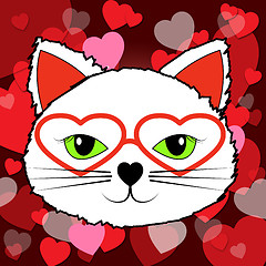 Image showing Hearts Cat Means Valentines Day And Affection