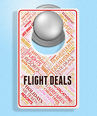 Image showing Flight Deals Indicates Promotion Plane And Sign