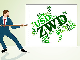 Image showing Zwd Currency Represents Zimbabwe Dollars And Coin