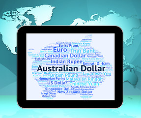 Image showing Australian Dollar Means Forex Trading And Banknotes