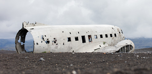 Image showing The abandoned wreck of a US military plane on Southern Iceland