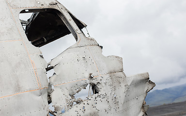 Image showing The abandoned wreck of a US military plane on Southern Iceland