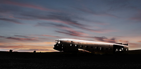 Image showing The abandoned wreck of a US military plane on Southern Iceland -