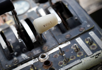 Image showing Center console and throttles in airplane