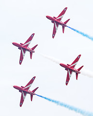 Image showing LEEUWARDEN, THE NETHERLANDS - JUNE 10, 2016: RAF Red Arrows perf