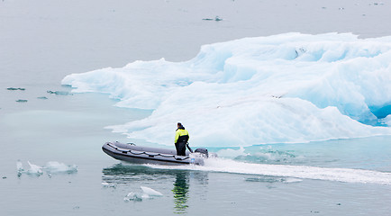 Image showing JOKULSARLON, ICELAND - July 21, 2016: Boat adventure on Jokulsar