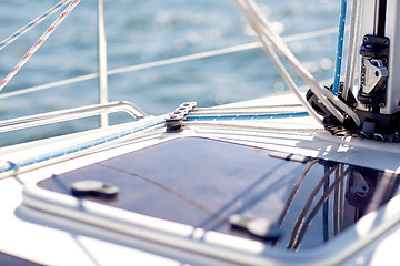 Image showing close up of sailboat or yacht hatch sailing in sea