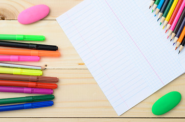 Image showing Colored pencils and paper